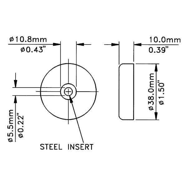 Main product image for Penn-Elcom F1687 Rubber Cabinet Foot 1-1/2" Dia. 260-777